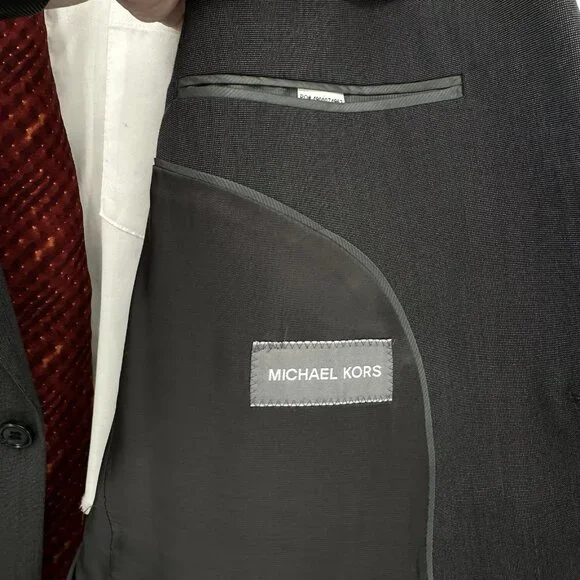 MICHAEL KORS blazer 42L gray two button suit jacket stretch modern fit business - Picture 7 of 8